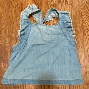 Nordstrom Blue Ruffle Denim Top